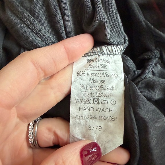 Gigi Moda Italy Gray Silk Midi Dress Minimalist Quiet Luxury Stretch One Size - Picture 5 of 11